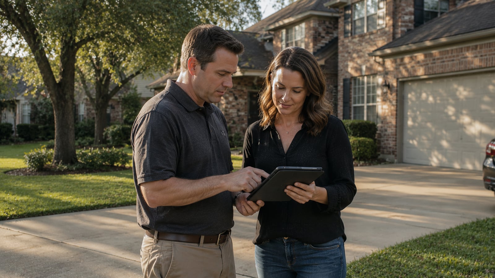 Homeowner meeting with an insurance agent at a kitchen table in a DeSoto County home