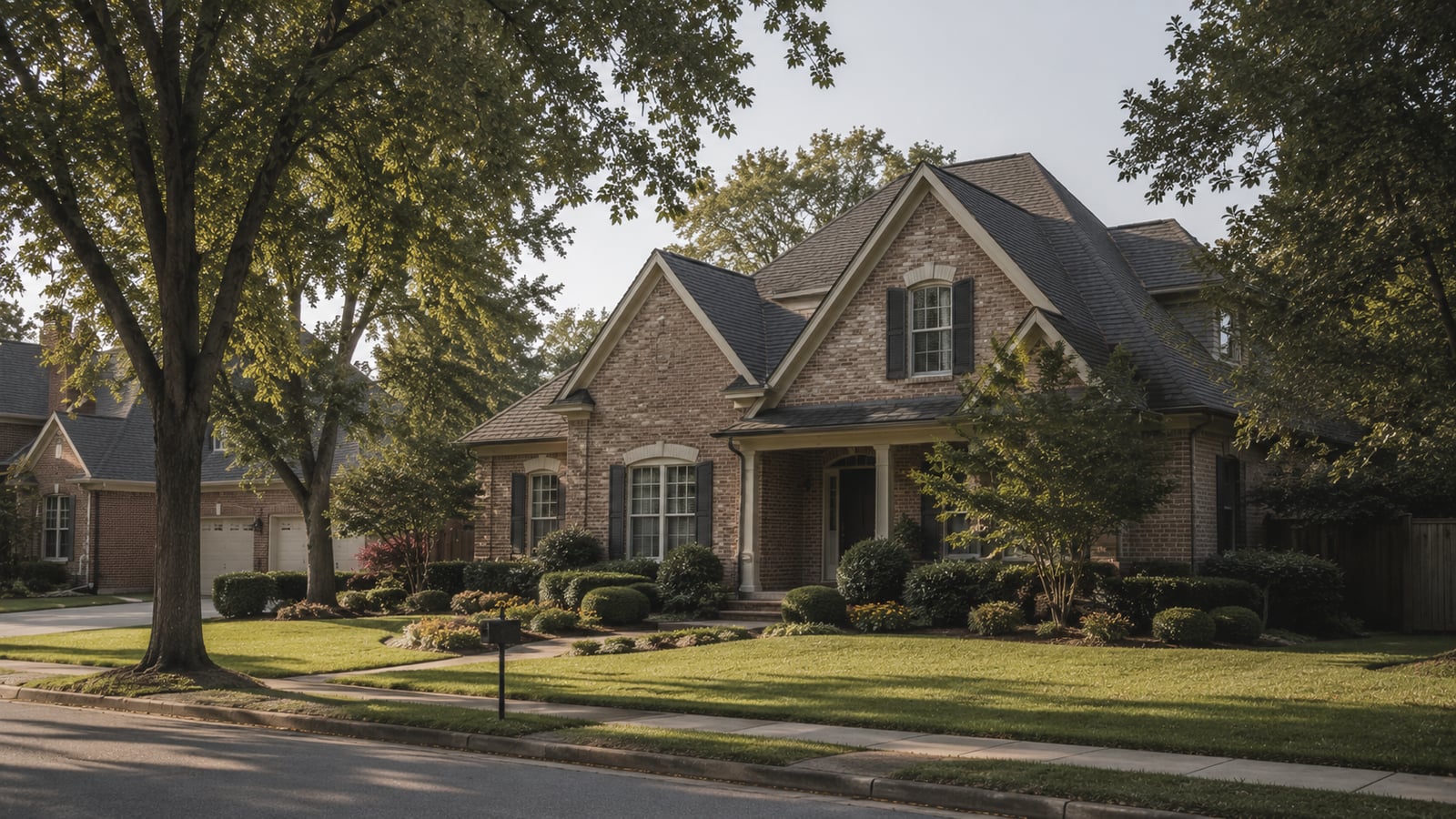 Brick single-family rental home in a Germantown or Collierville subdivision with established landscaping